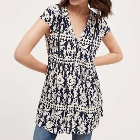 Anthropologie Ikat Ladder Lace Tunic - Picture 1 of 11